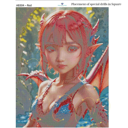 Emberborn Enchantress – 50x65cm Diamond Painting Kit | Fiery Fantasy Dragon Girl Design