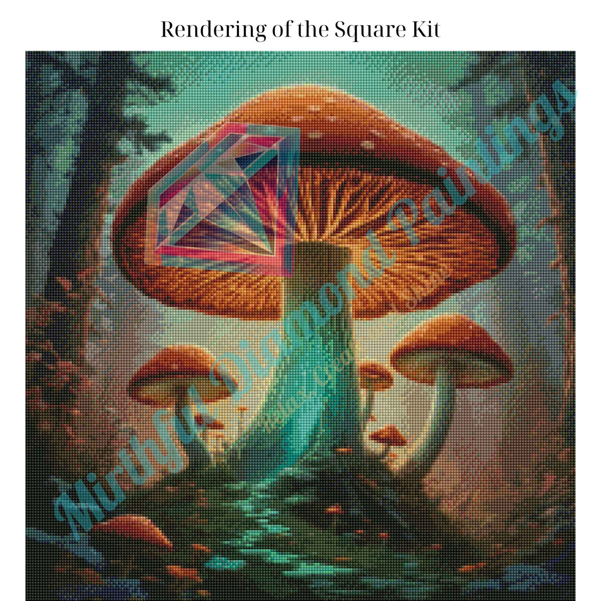 Enchanted Fungi Grove – 50x50cm Diamond Painting Kit | Square Resin or Round Acrylic Drills