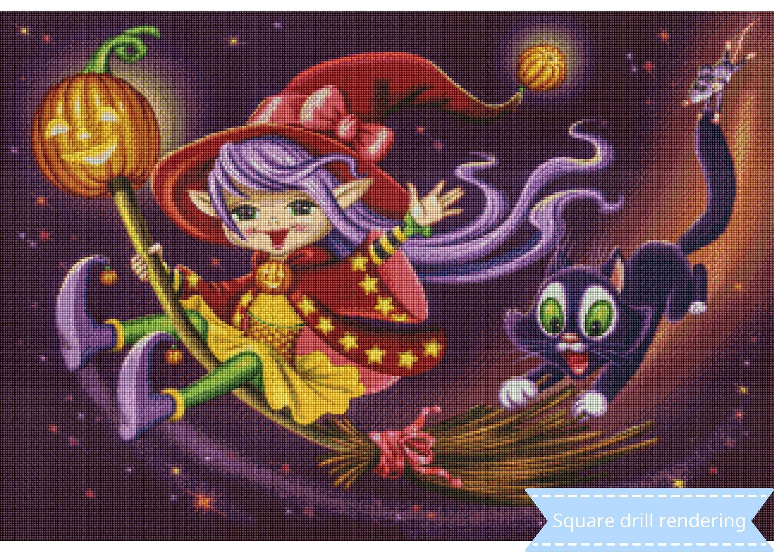 Witch with a cat by Olga and Alexei Drozdov 80x55cm - Mirthful