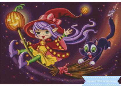 Witch with a cat by Olga and Alexei Drozdov 80x55cm