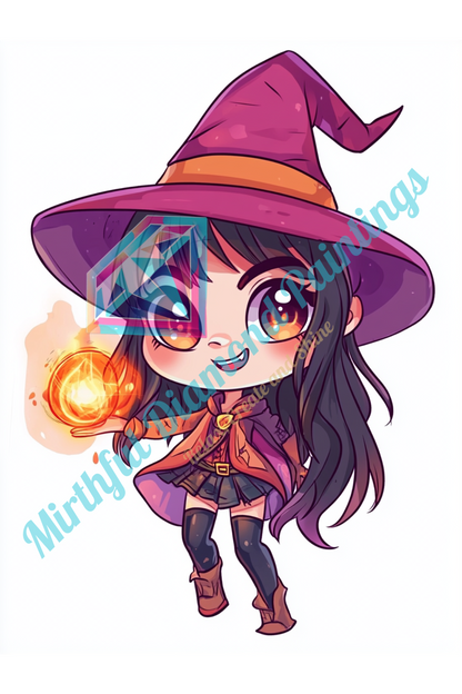 Mini Chibi Collection - Witches. 6 Canvases 15x20cm Premium Diamond Painting Kit Hand charted