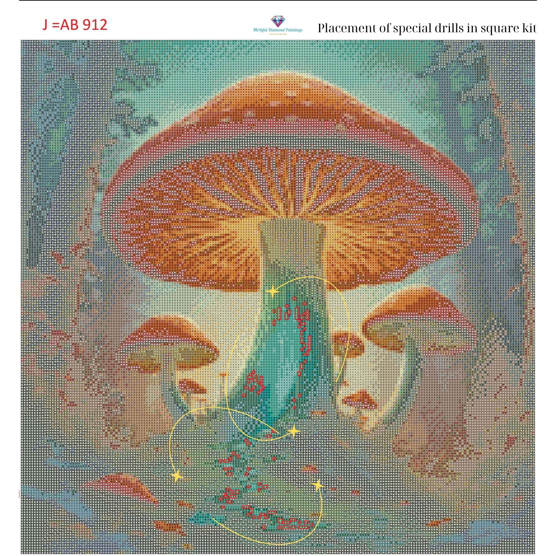 Enchanted Fungi Grove – 50x50cm Diamond Painting Kit | Square Resin or Round Acrylic Drills