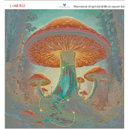 Enchanted Fungi Grove – 50x50cm Diamond Painting Kit | Square Resin or Round Acrylic Drills