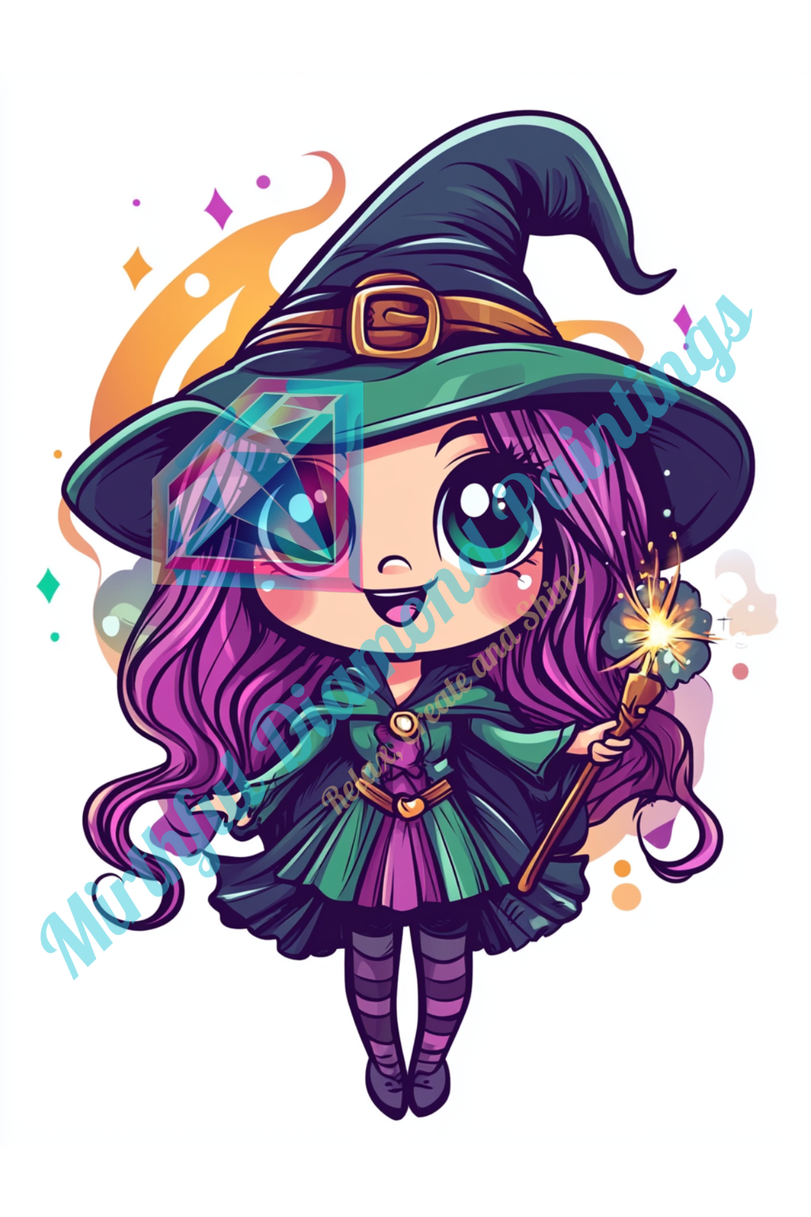 Mini Chibi Collection - Witches. 6 Canvases 15x20cm Premium Diamond Painting Kit Hand charted