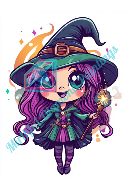 Mini Chibi Collection - Witches. 6 Canvases 15x20cm Premium Diamond Painting Kit Hand charted