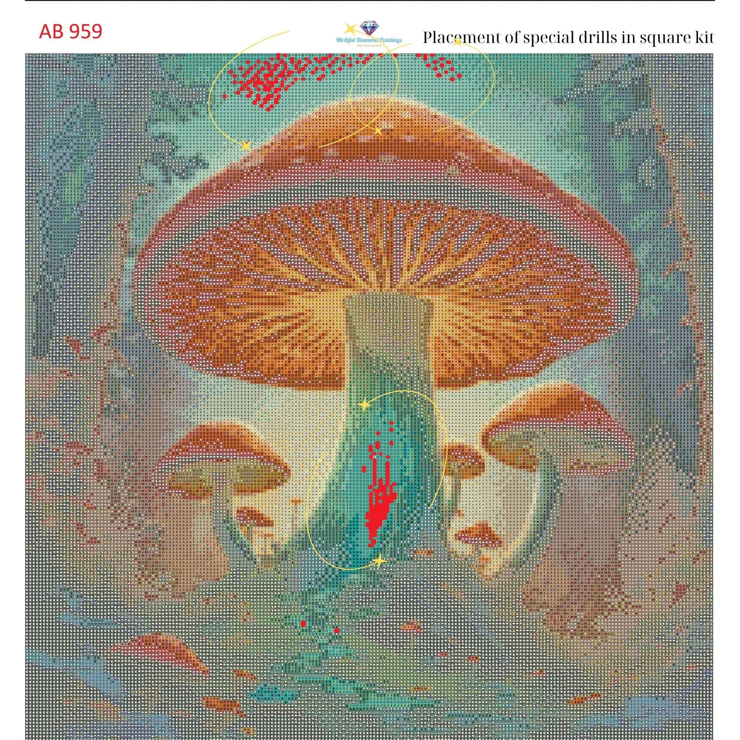 Enchanted Fungi Grove – 50x50cm Diamond Painting Kit | Square Resin or Round Acrylic Drills