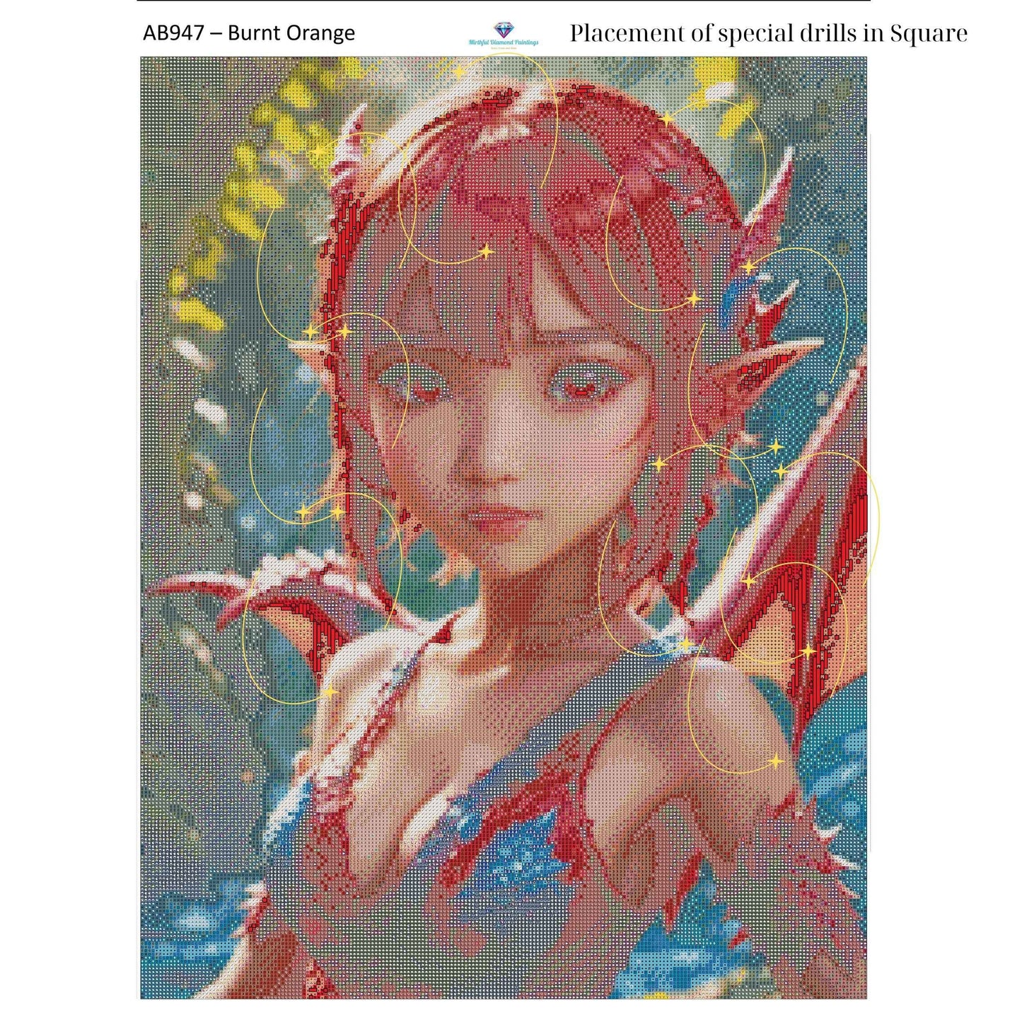 Emberborn Enchantress – 50x65cm Diamond Painting Kit | Fiery Fantasy Dragon Girl Design
