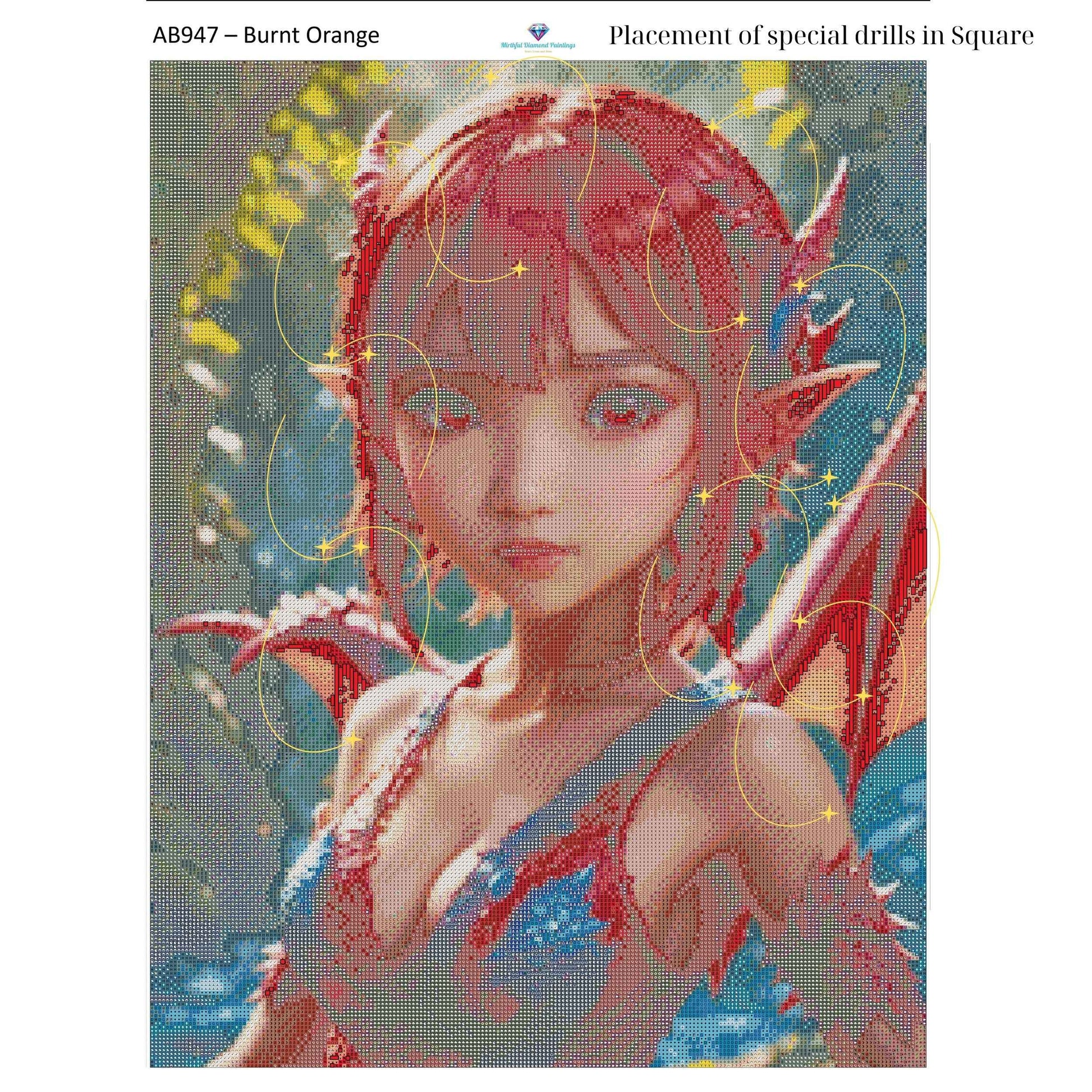 Emberborn Enchantress – 50x65cm Diamond Painting Kit | Fiery Fantasy Dragon Girl Design