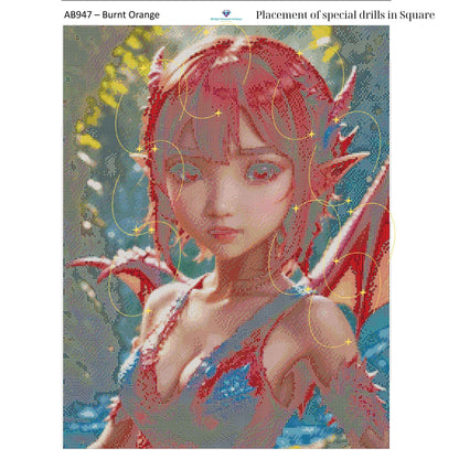 Emberborn Enchantress – 50x65cm Diamond Painting Kit | Fiery Fantasy Dragon Girl Design