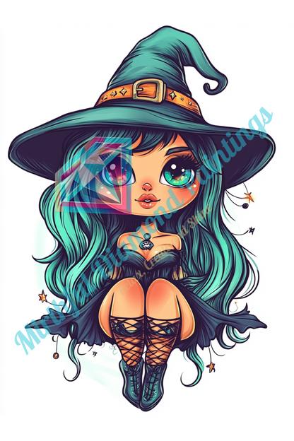 Mini Chibi Collection - Witches. 6 Canvases 15x20cm Premium Diamond Painting Kit Hand charted