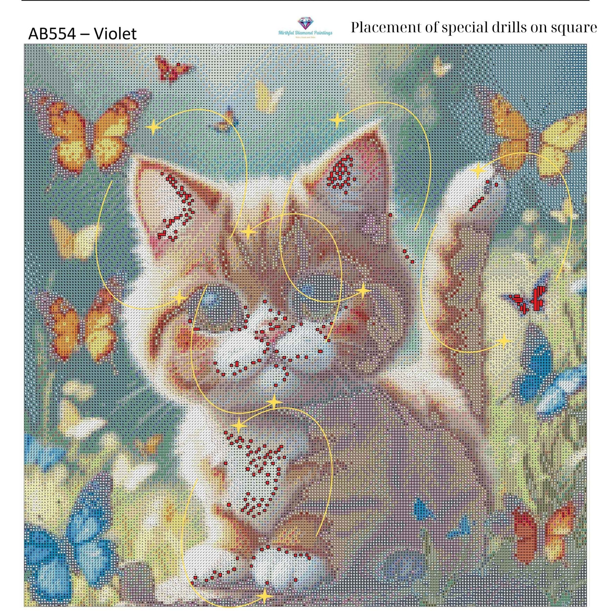 Kitty of Butterflies – Premium Diamond Painting Kit (50x50cm) Square Resin OR Round Acrylic Drills | Fantasy Cat DIY Art