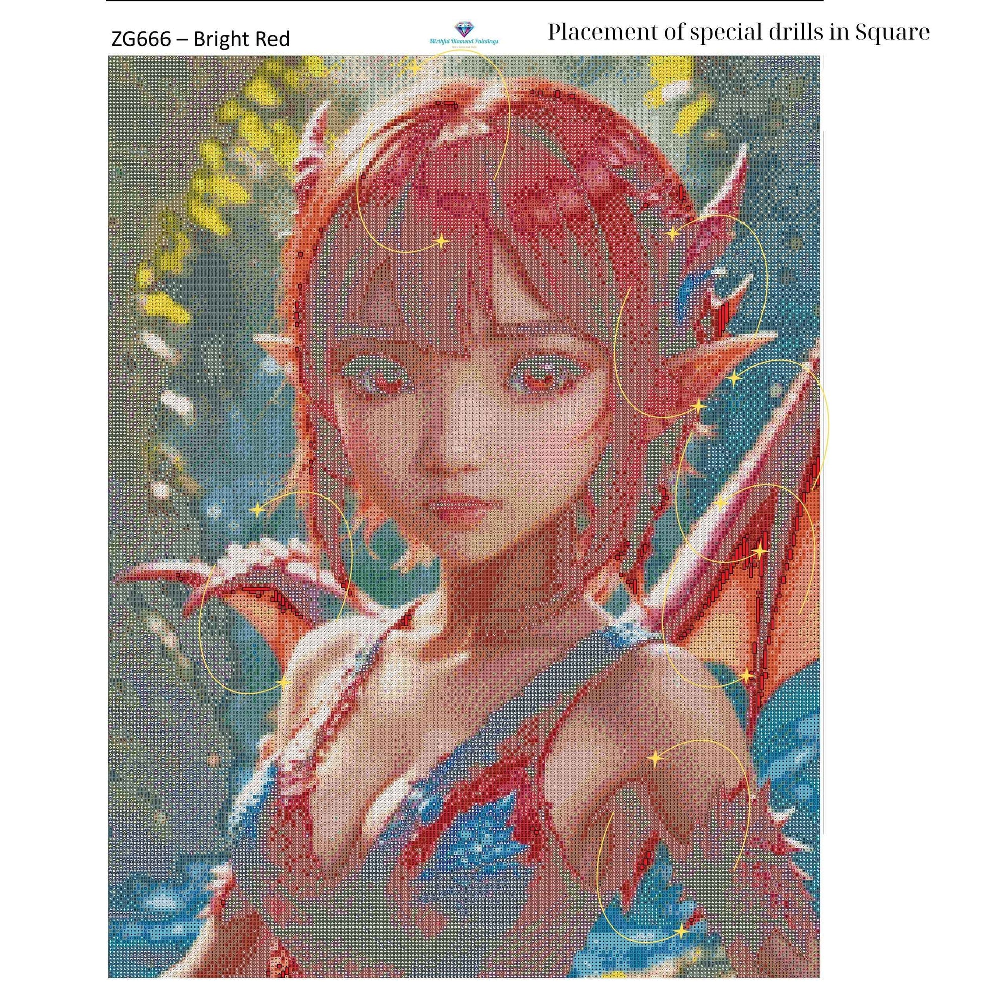 Emberborn Enchantress – 50x65cm Diamond Painting Kit | Fiery Fantasy Dragon Girl Design