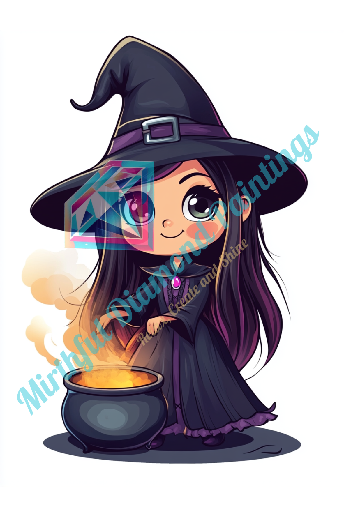 Mini Chibi Collection - Witches. 6 Canvases 15x20cm Premium Diamond Painting Kit Hand charted