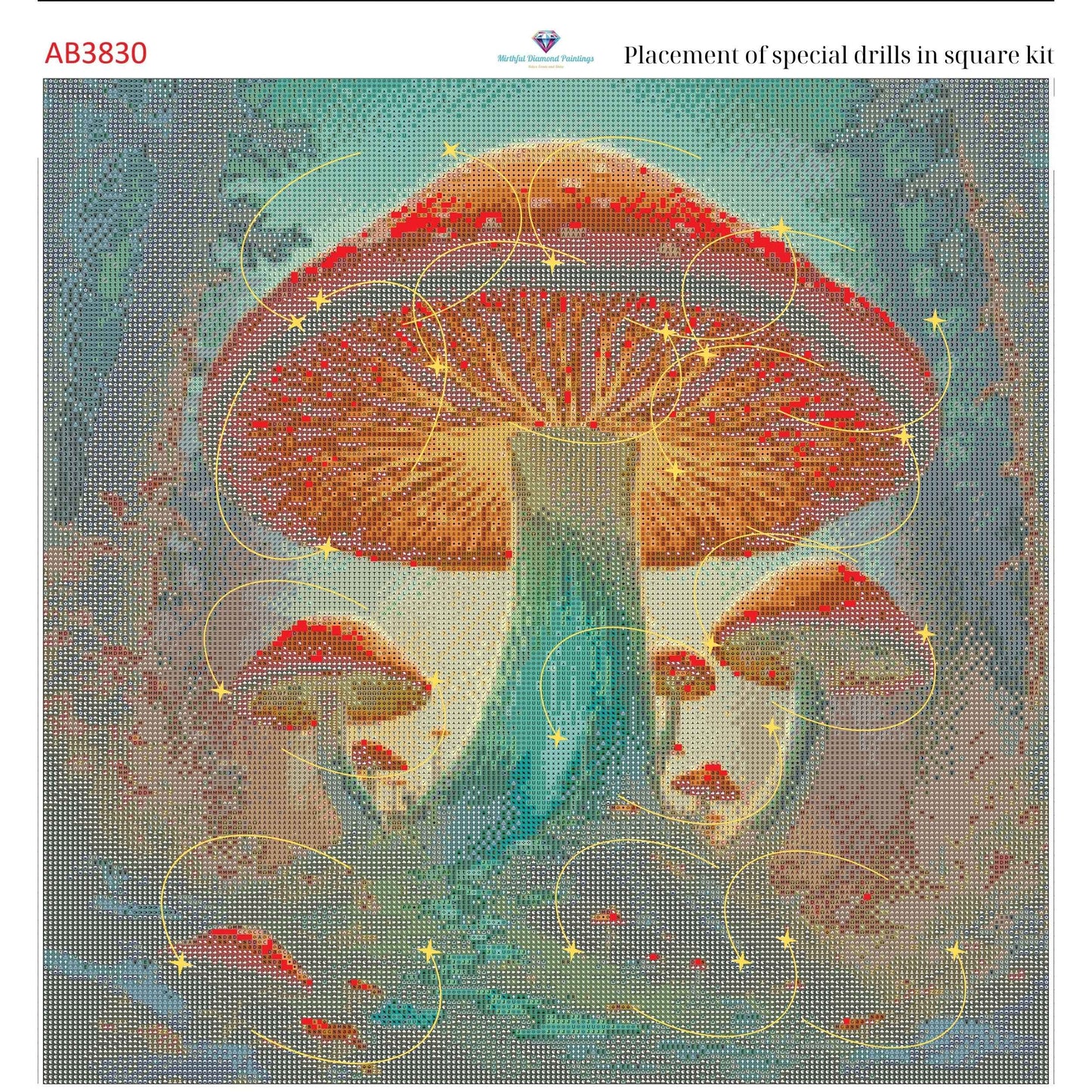 Enchanted Fungi Grove – 50x50cm Diamond Painting Kit | Square Resin or Round Acrylic Drills