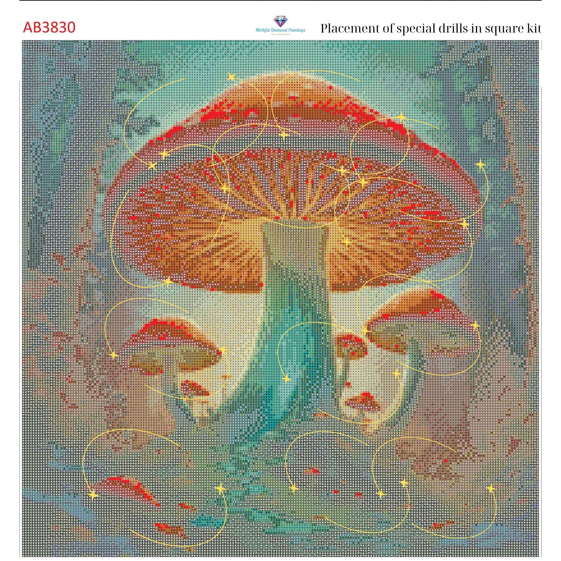 Enchanted Fungi Grove – 50x50cm Diamond Painting Kit | Square Resin or Round Acrylic Drills