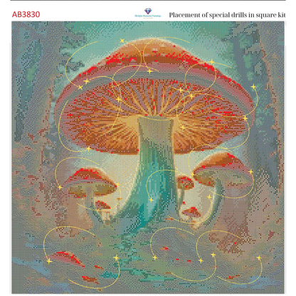 Enchanted Fungi Grove – 50x50cm Diamond Painting Kit | Square Resin or Round Acrylic Drills