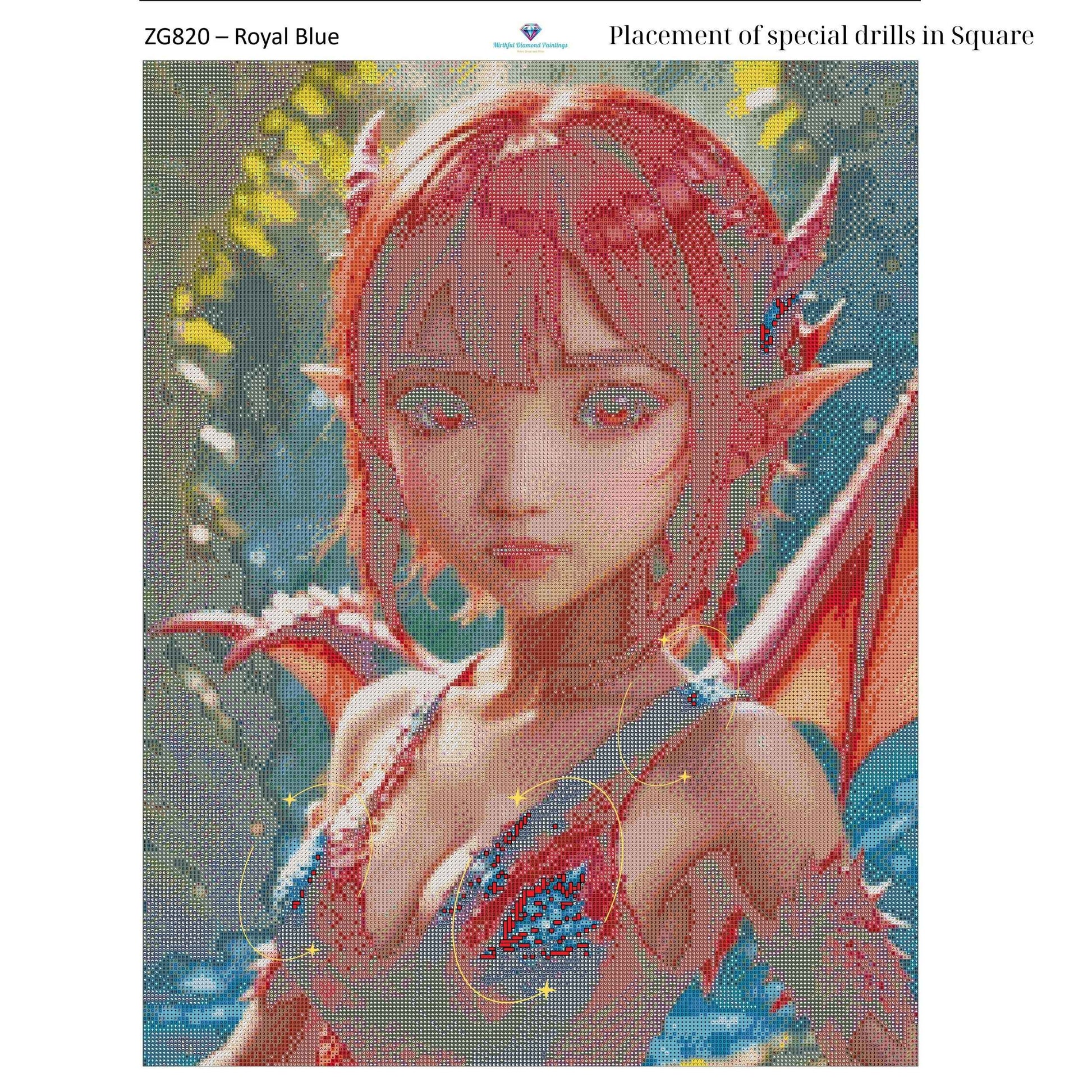 Emberborn Enchantress – 50x65cm Diamond Painting Kit | Fiery Fantasy Dragon Girl Design