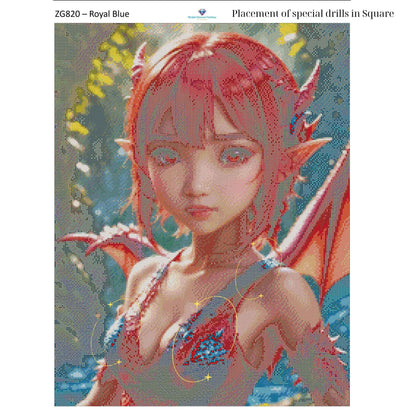 Emberborn Enchantress – 50x65cm Diamond Painting Kit | Fiery Fantasy Dragon Girl Design