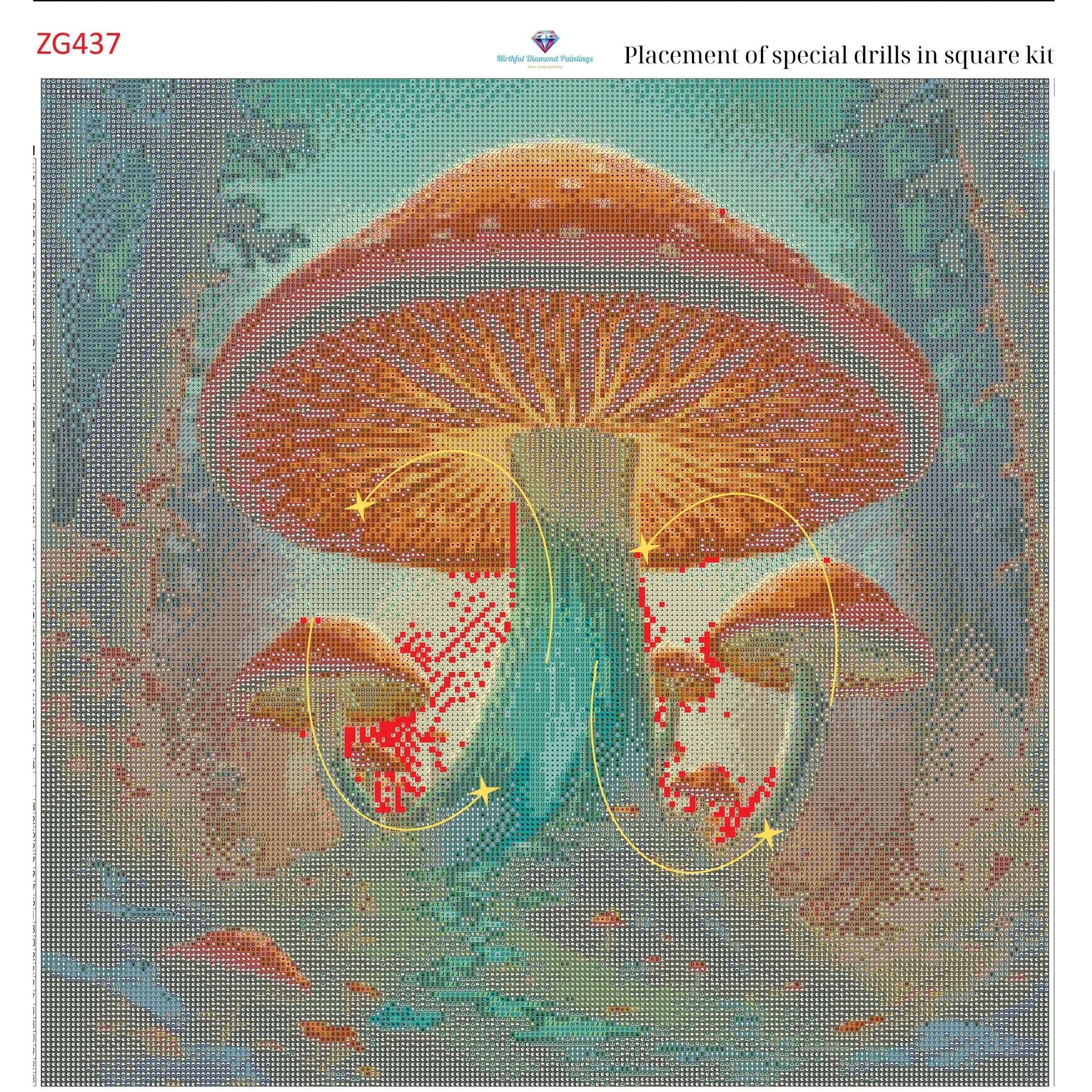 Enchanted Fungi Grove – 50x50cm Diamond Painting Kit | Square Resin or Round Acrylic Drills