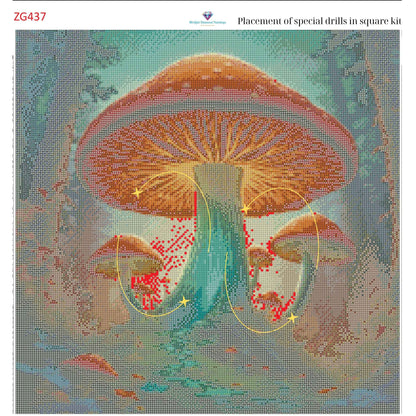 Enchanted Fungi Grove – 50x50cm Diamond Painting Kit | Square Resin or Round Acrylic Drills