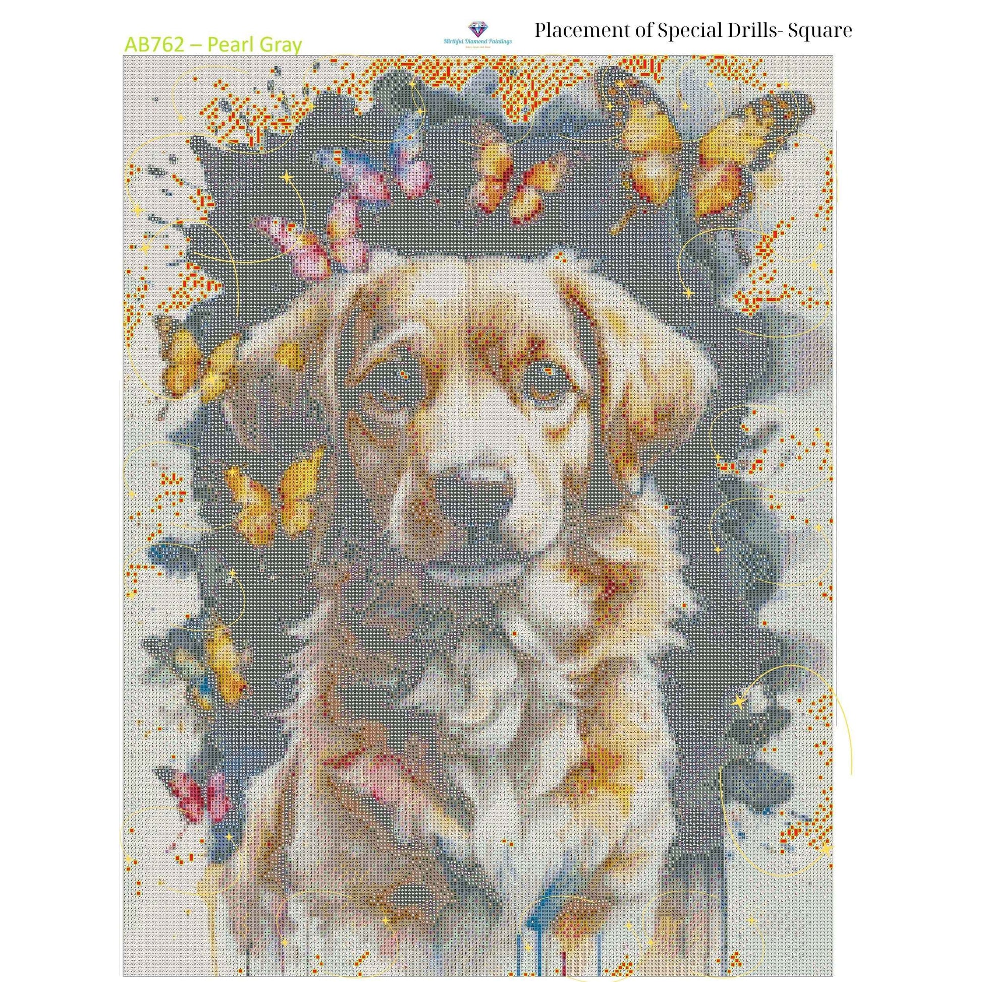 Dog of Butterflies – 50x65cm Diamond Painting Kit | Whimsical Watercolor-Inspired Design