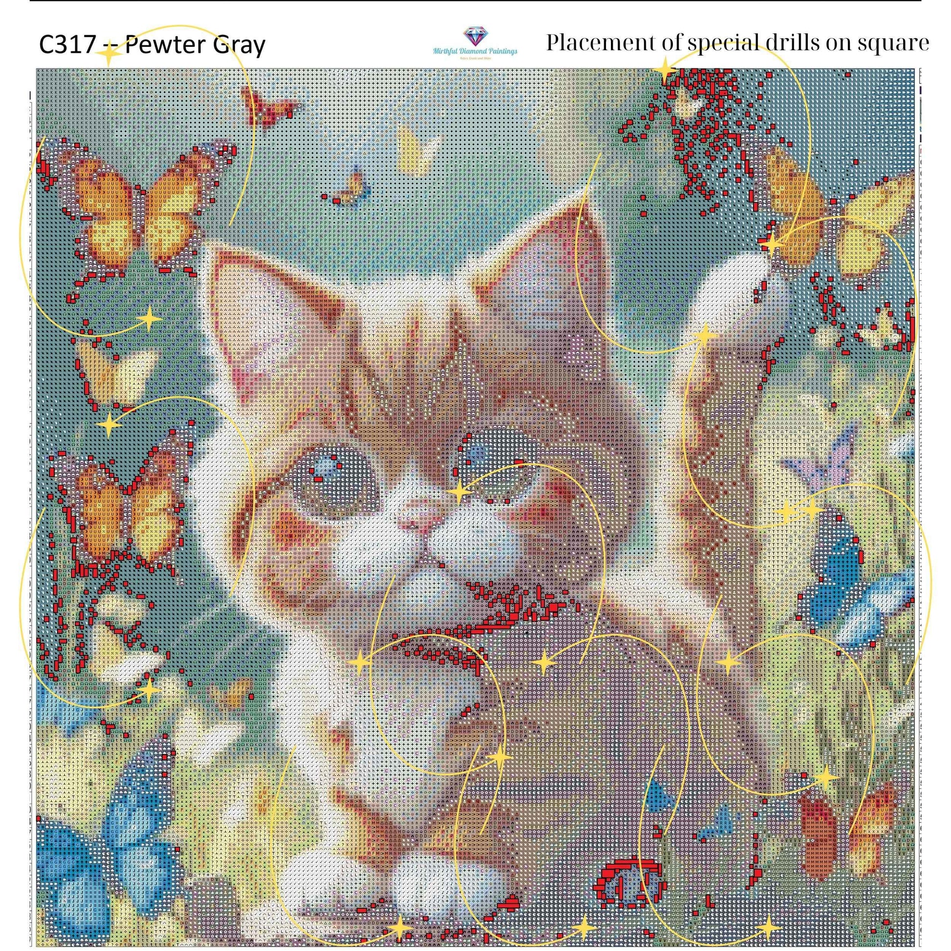 Kitty of Butterflies – Premium Diamond Painting Kit (50x50cm) Square Resin OR Round Acrylic Drills | Fantasy Cat DIY Art