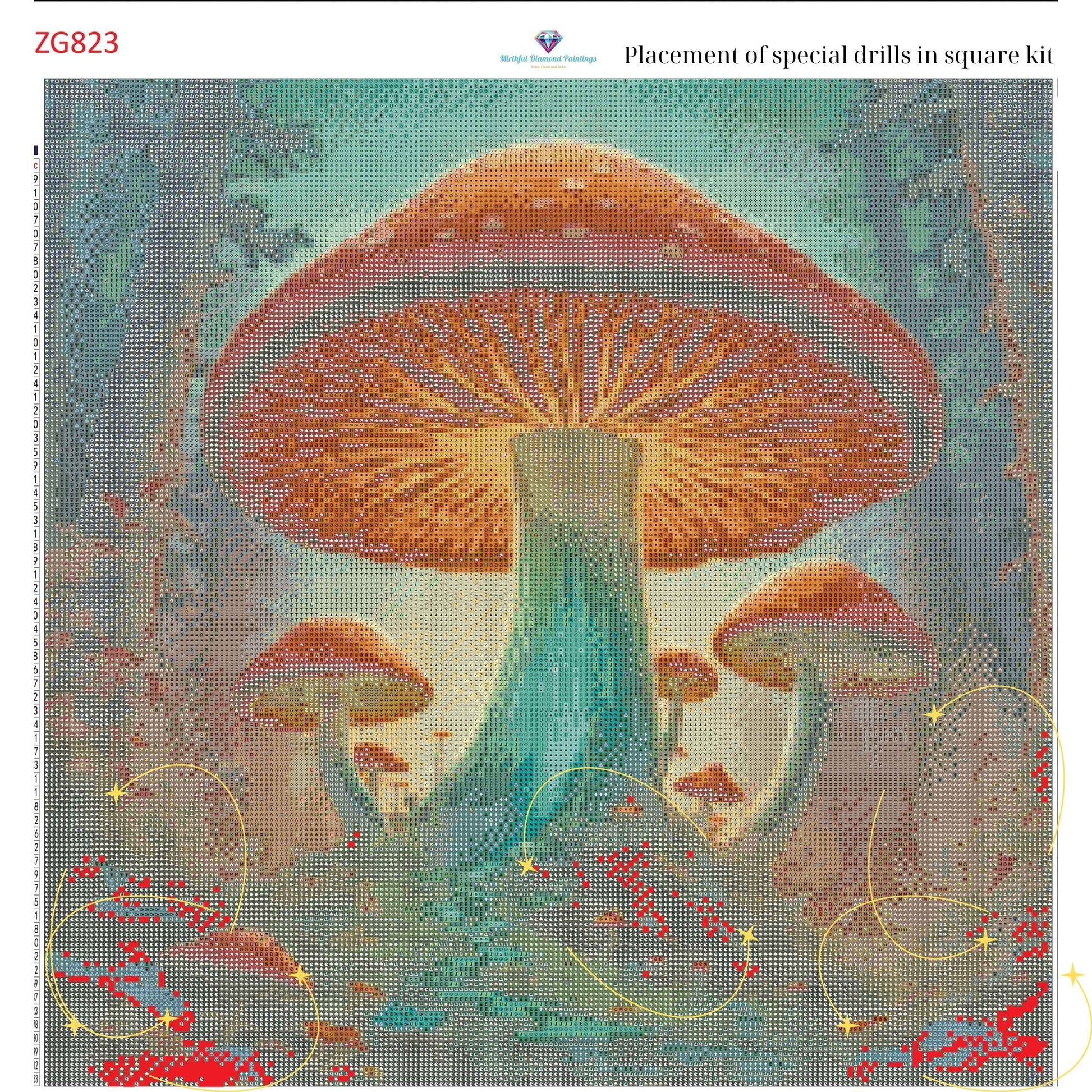 Enchanted Fungi Grove – 50x50cm Diamond Painting Kit | Square Resin or Round Acrylic Drills