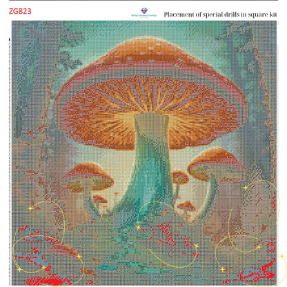 Enchanted Fungi Grove – 50x50cm Diamond Painting Kit | Square Resin or Round Acrylic Drills