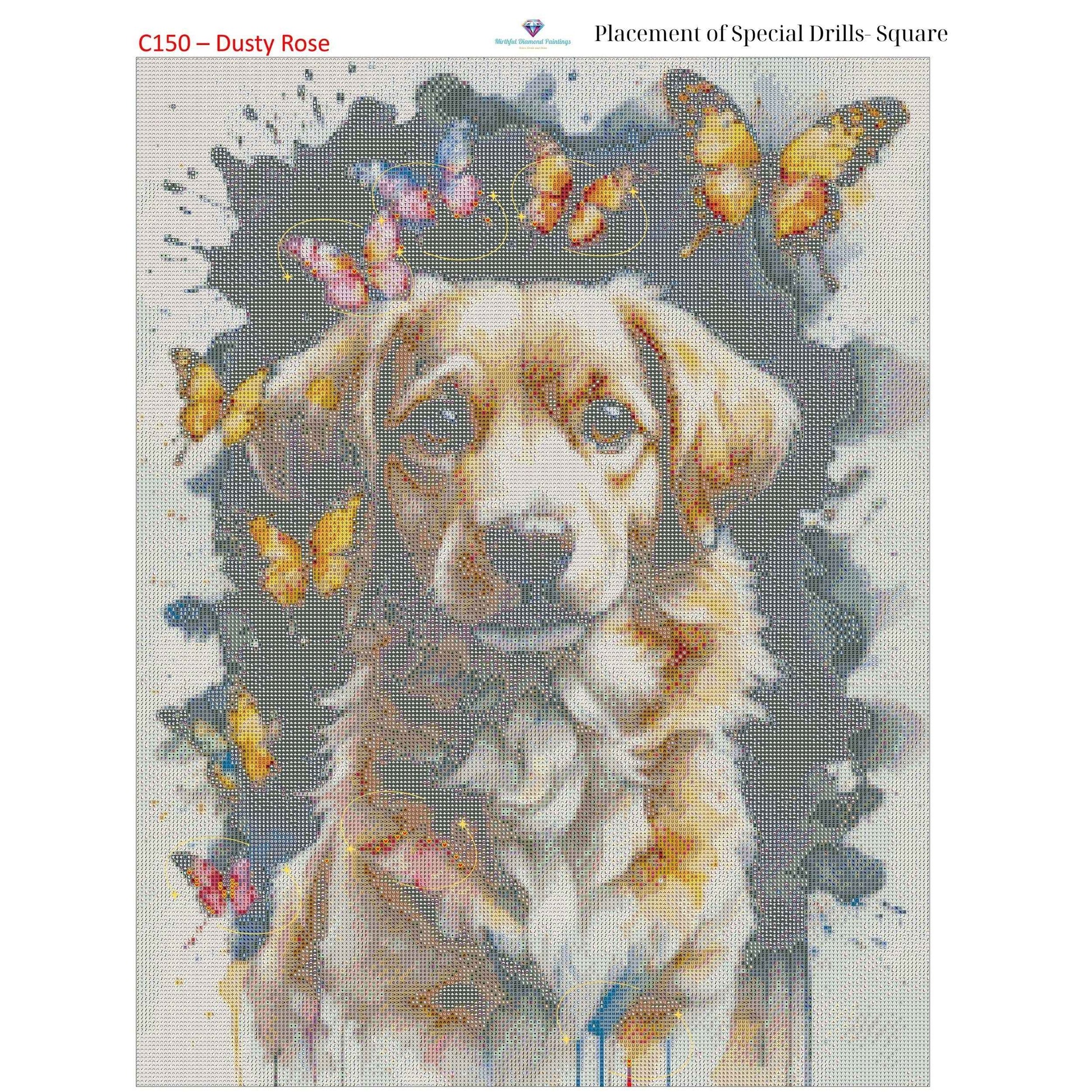 Dog of Butterflies – 50x65cm Diamond Painting Kit | Whimsical Watercolor-Inspired Design