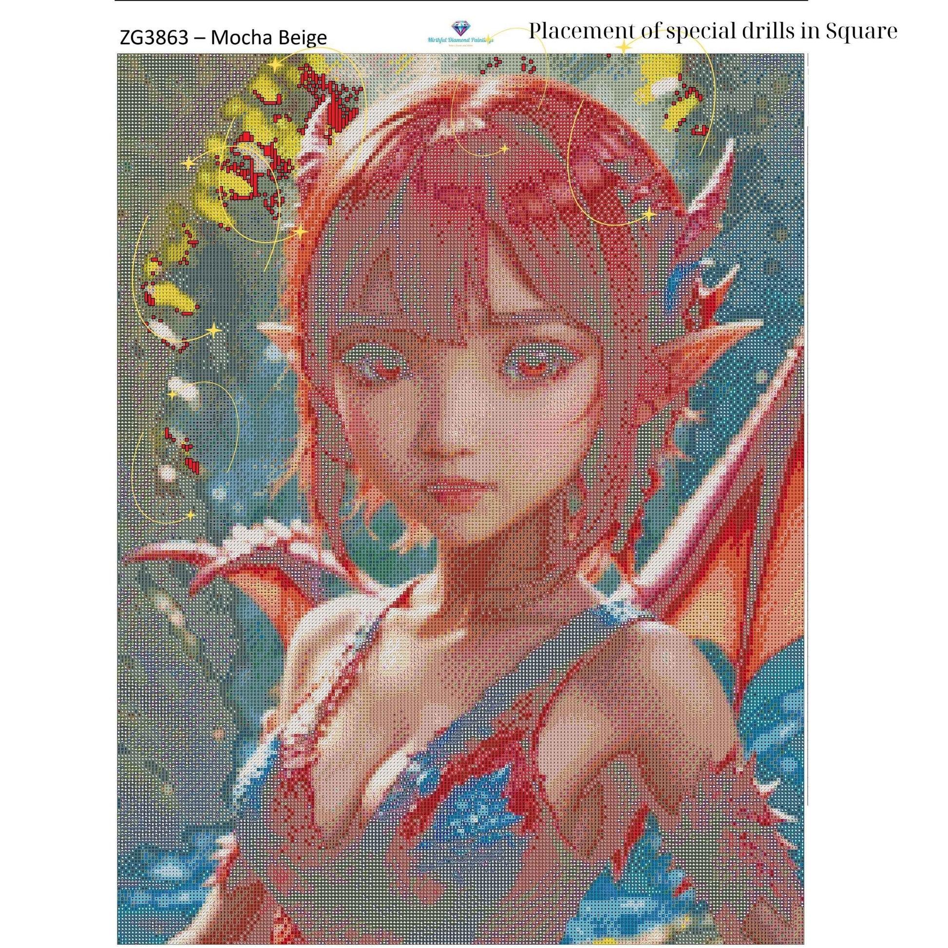 Emberborn Enchantress – 50x65cm Diamond Painting Kit | Fiery Fantasy Dragon Girl Design