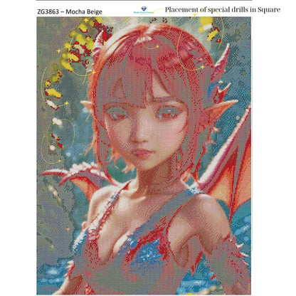 Emberborn Enchantress – 50x65cm Diamond Painting Kit | Fiery Fantasy Dragon Girl Design