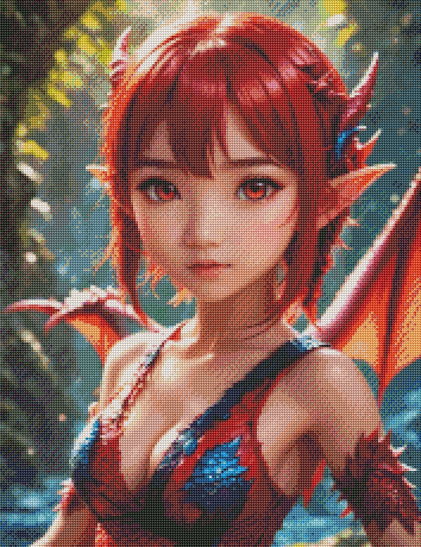 Emberborn Enchantress – 50x65cm Diamond Painting Kit | Fiery Fantasy Dragon Girl Design