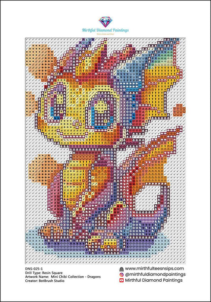 Mini Chibi Collection - Dragons 6 Hand Rendered Mini Canvases (Full Coverage) Square 13z18cm each
