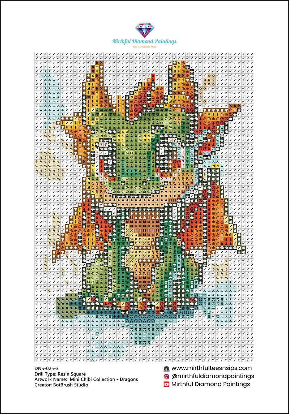 Mini Chibi Collection - Dragons 6 Hand Rendered Mini Canvases (Full Coverage) Square 13z18cm each