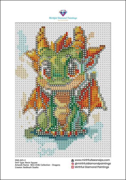 Mini Chibi Collection - Dragons 6 Hand Rendered Mini Canvases (Full Coverage) Square 13z18cm each