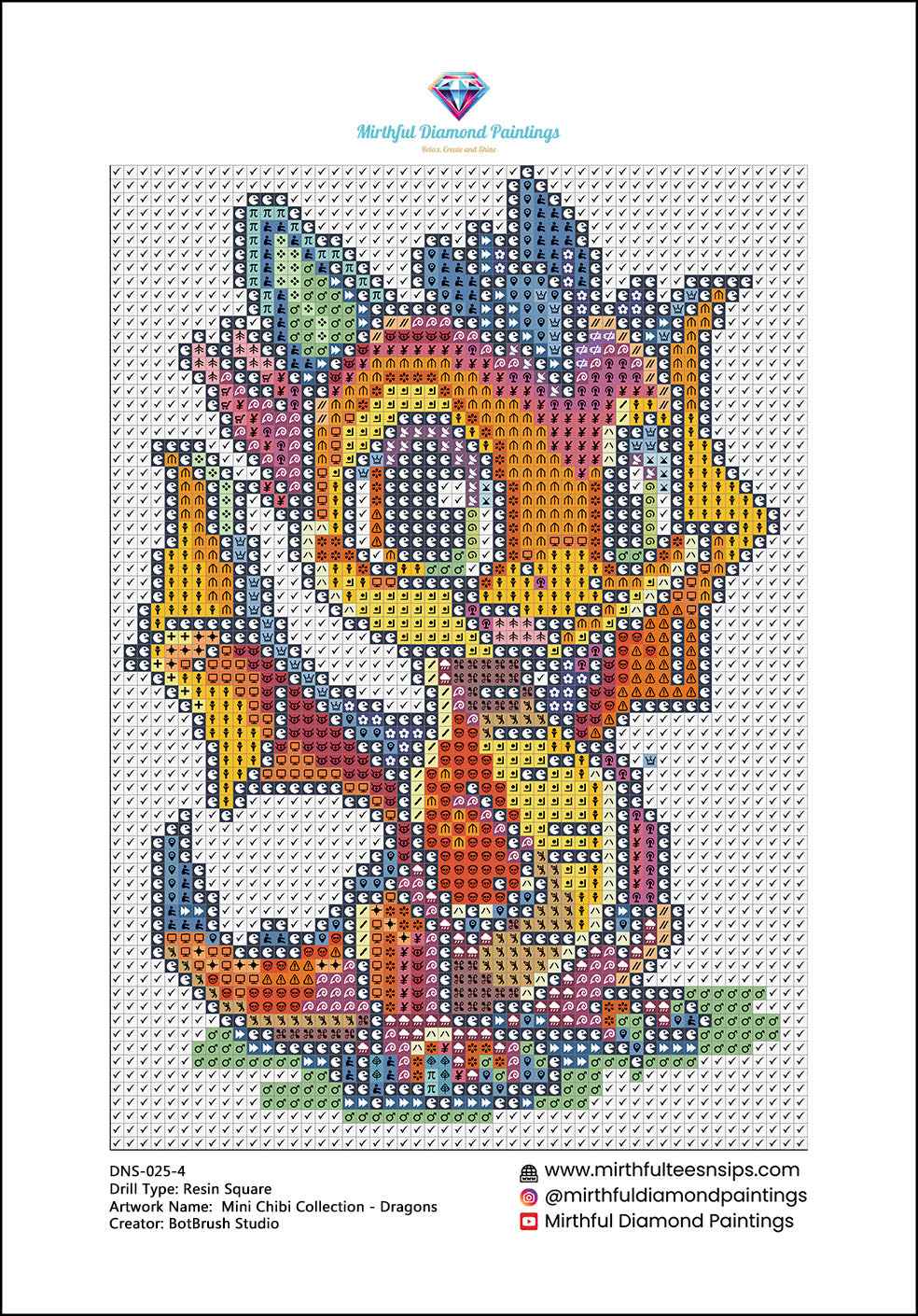 Mini Chibi Collection - Dragons 6 Hand Rendered Mini Canvases (Full Coverage) Square 13z18cm each