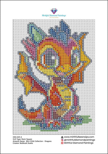 Mini Chibi Collection - Dragons 6 Hand Rendered Mini Canvases (Full Coverage) Square 13z18cm each