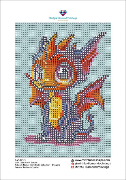 Mini Chibi Collection - Dragons 6 Hand Rendered Mini Canvases (Full Coverage) Square 13z18cm each