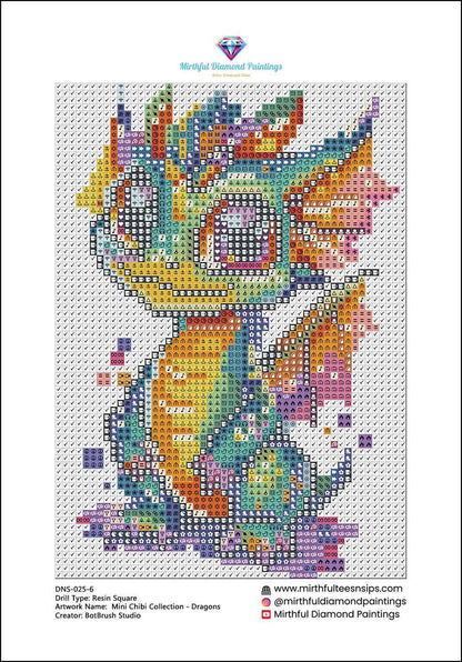 Mini Chibi Collection - Dragons 6 Hand Rendered Mini Canvases (Full Coverage) Square 13z18cm each
