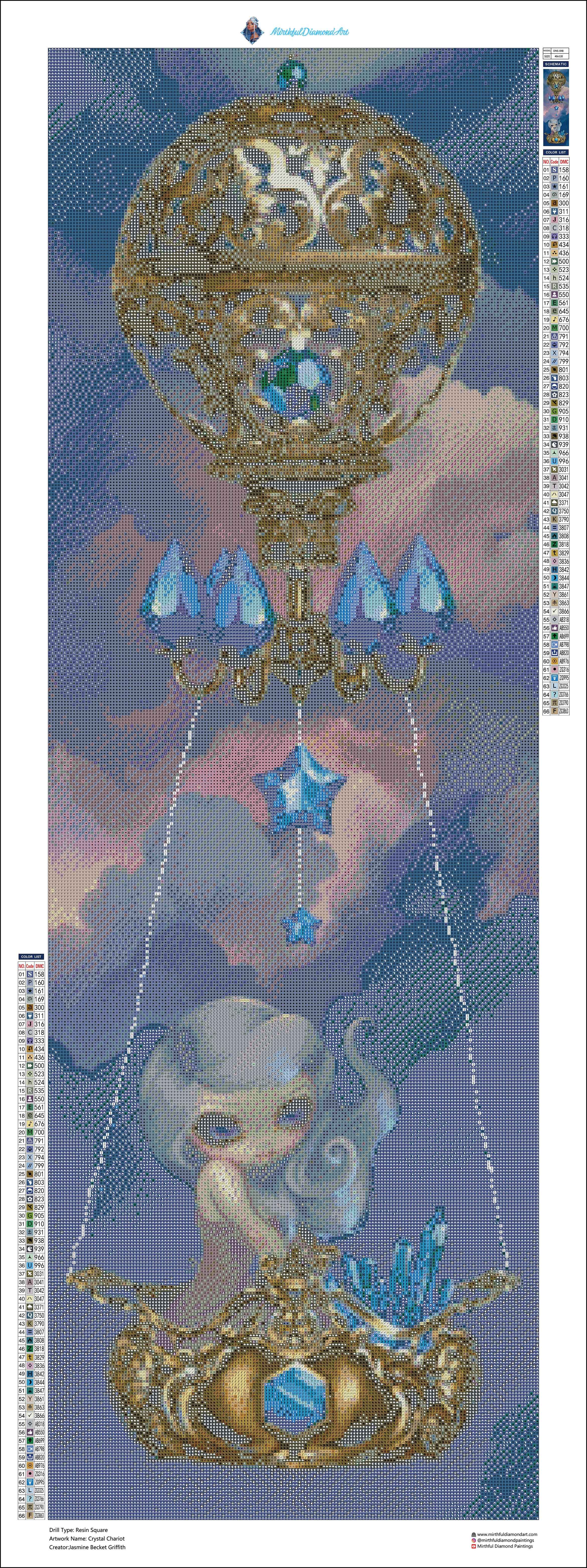 絵画 AMAGATA 1993 DIAMOND'S MEMORY Crystal Chariot by Jasmine Becket Griffith - Premium Diamond