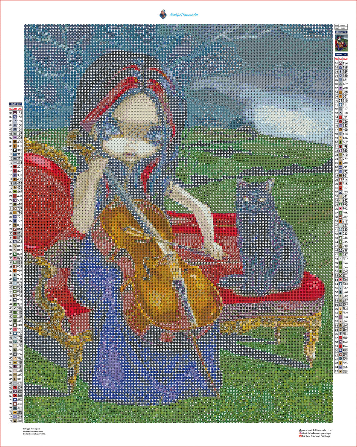 Cello Storm by Jasmine Becket Griffith - Premium Diamond Painting kit 50x65cm