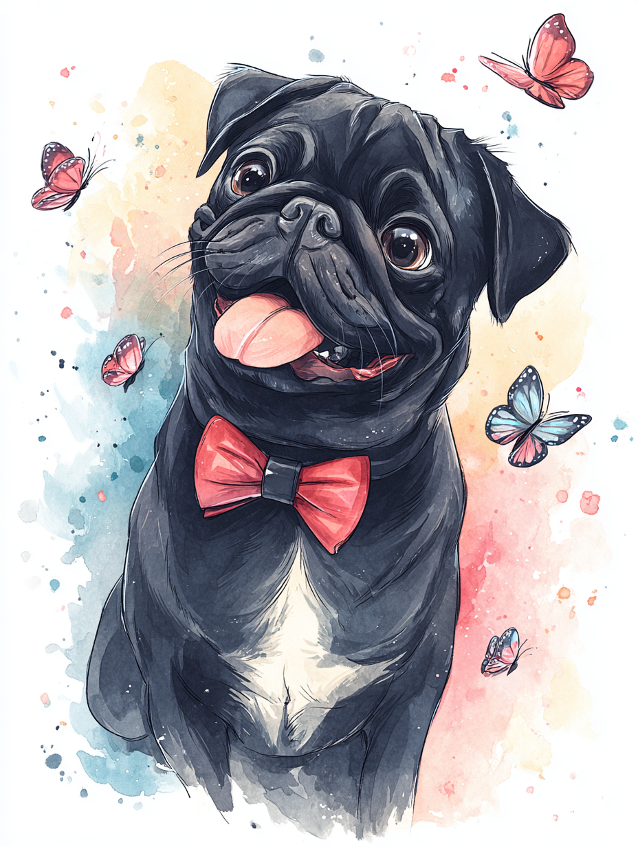 Pug of Butterflies diamond painting kit by netta_d