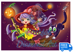 Witch with a cat diamond painting kit by Olga and Alexei Drozdov