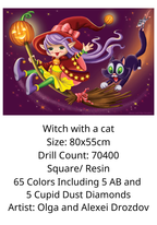 Witch with a cat by Olga and Alexei Drozdov 80x55cm